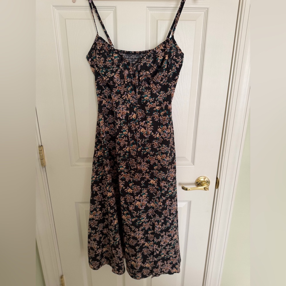 Floral Black & Pink Spaghetti Strap Maxi Dress